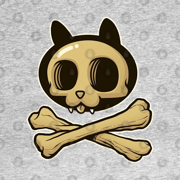 Cute Cartoon Cat Skull & Bones Adorkable Kitten by kgullholmen